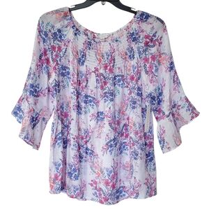 NWT Counterparts Floral Blouse in Pink and Blue Size L